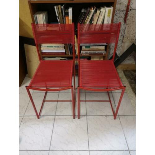 2 rode Spaghetti Chair - Giandomenico Belotti voor Alias