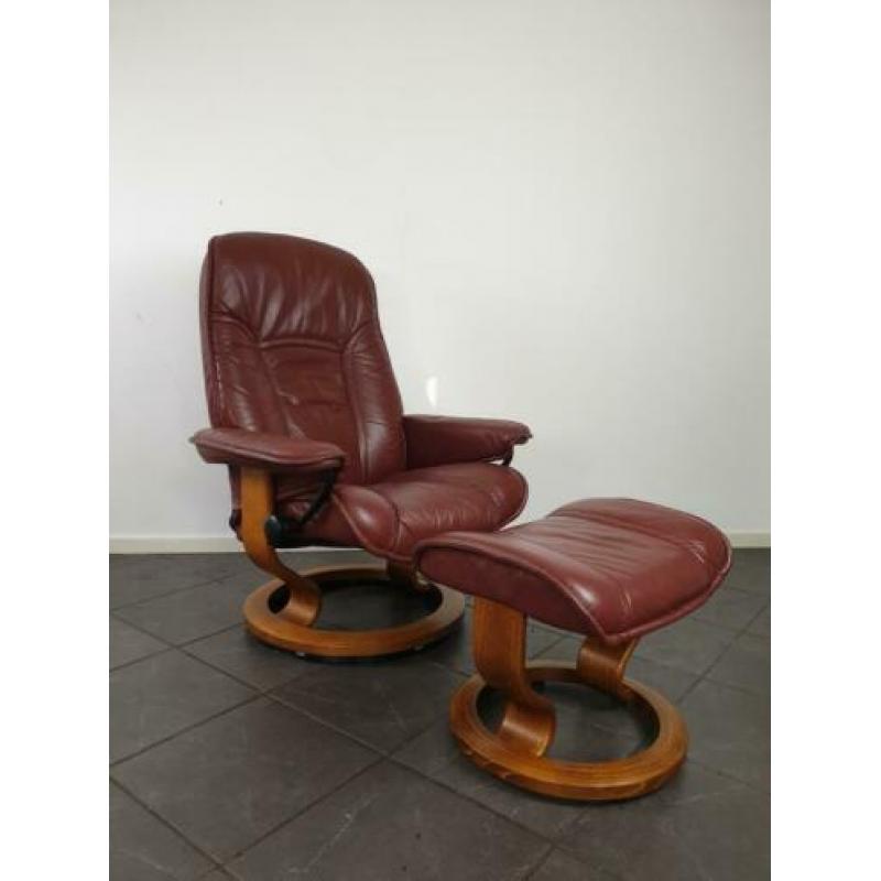 Stressless leren design relax fauteuil met hocker relaxstoel