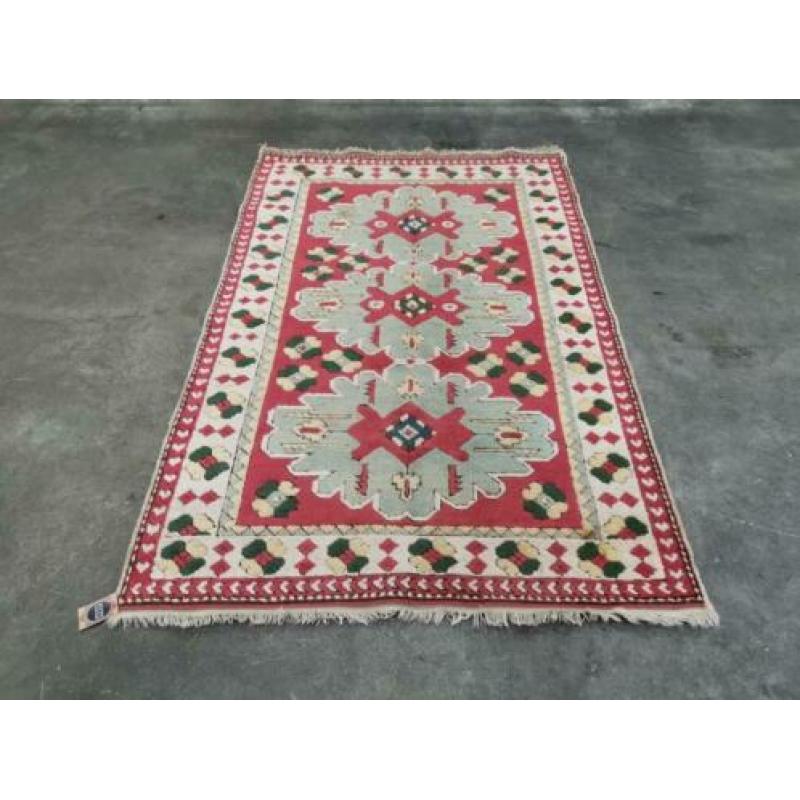 Handgeknoopt anatolisch tapijt Kars roze Perzisch 135x300cm