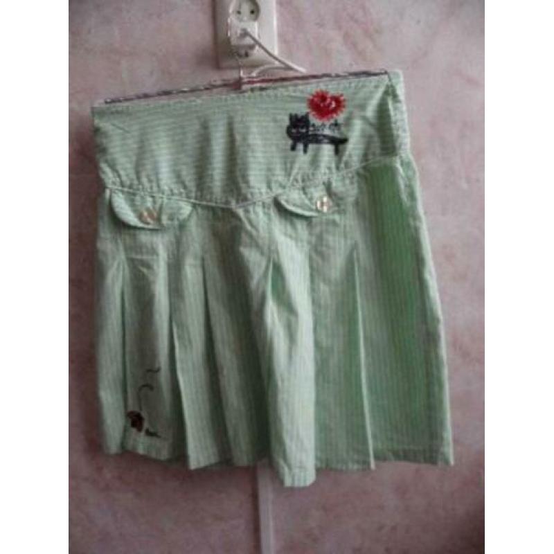 Goedkope groen wit katoenen zomer rok 10 FEET maat 36/38