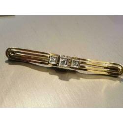 Mooie 14 karaat gouden Art Deco Broche met Diamanten