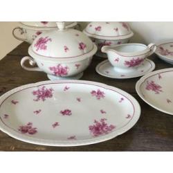 8 delig Brocante Servies bloem Terrine, schalen, sauskom