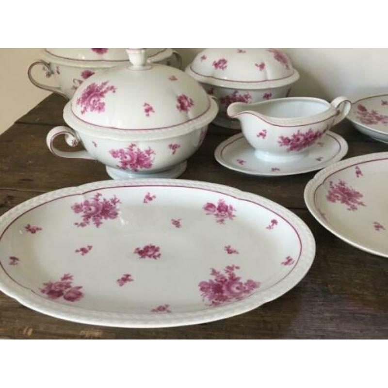8 delig Brocante Servies bloem Terrine, schalen, sauskom