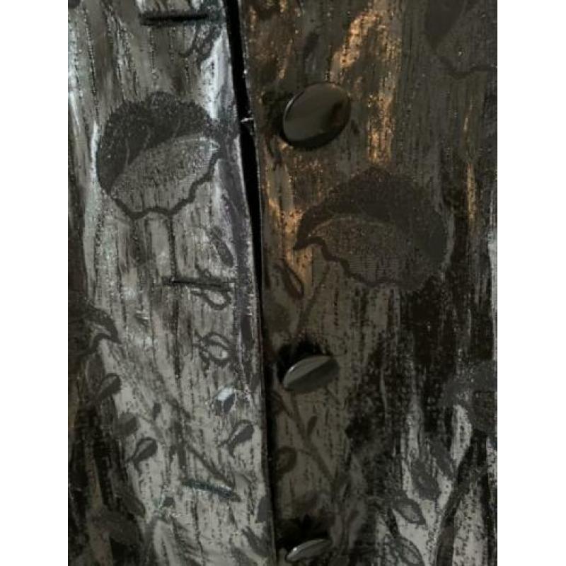 Zwart metallic feestelijk gekleed jasje bloemenprint XL