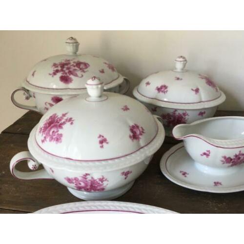 8 delig Brocante Servies bloem Terrine, schalen, sauskom