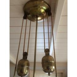 Vintage katrol lampen met contra gewicht messing
