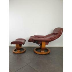 Stressless leren design relax fauteuil met hocker relaxstoel