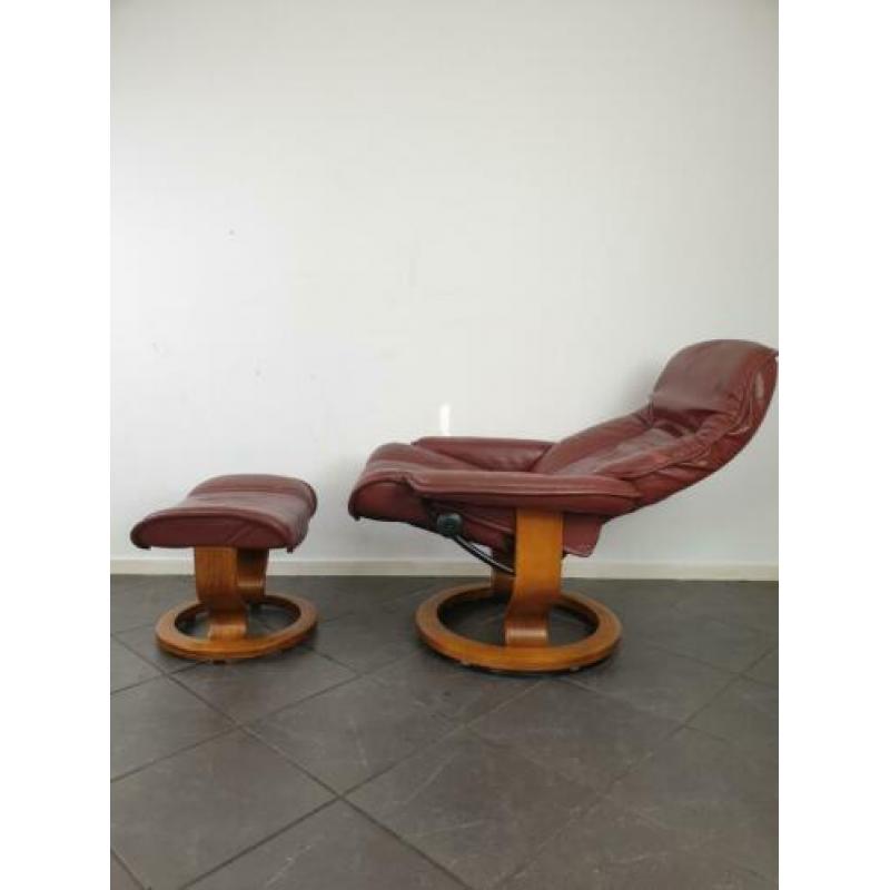 Stressless leren design relax fauteuil met hocker relaxstoel