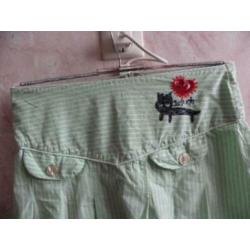 Goedkope groen wit katoenen zomer rok 10 FEET maat 36/38