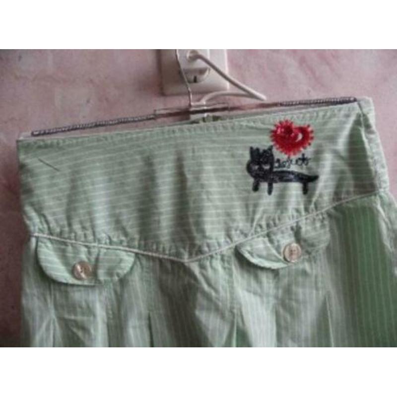 Goedkope groen wit katoenen zomer rok 10 FEET maat 36/38