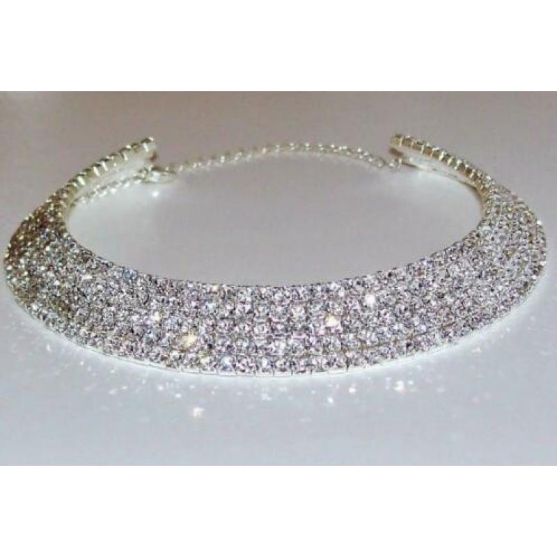 Nieuw! Choker strass ketting 5-rij kristal *GALA* collier