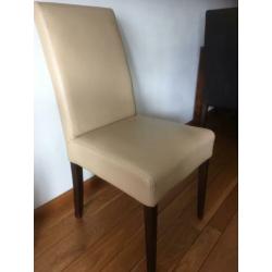 Eetkamerstoelen beige leer drie stuks