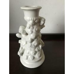 Plateel kaarsenstandaard met engeltjes 13 cm