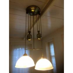 Vintage katrol lampen met contra gewicht messing