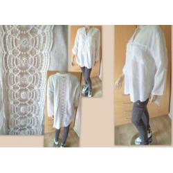 PERLA NERA witte blouse rugpand met kantstr.L