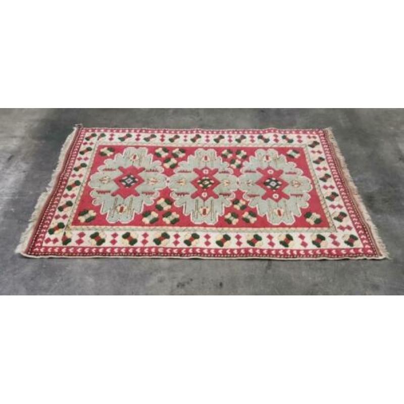 Handgeknoopt anatolisch tapijt Kars roze Perzisch 135x300cm
