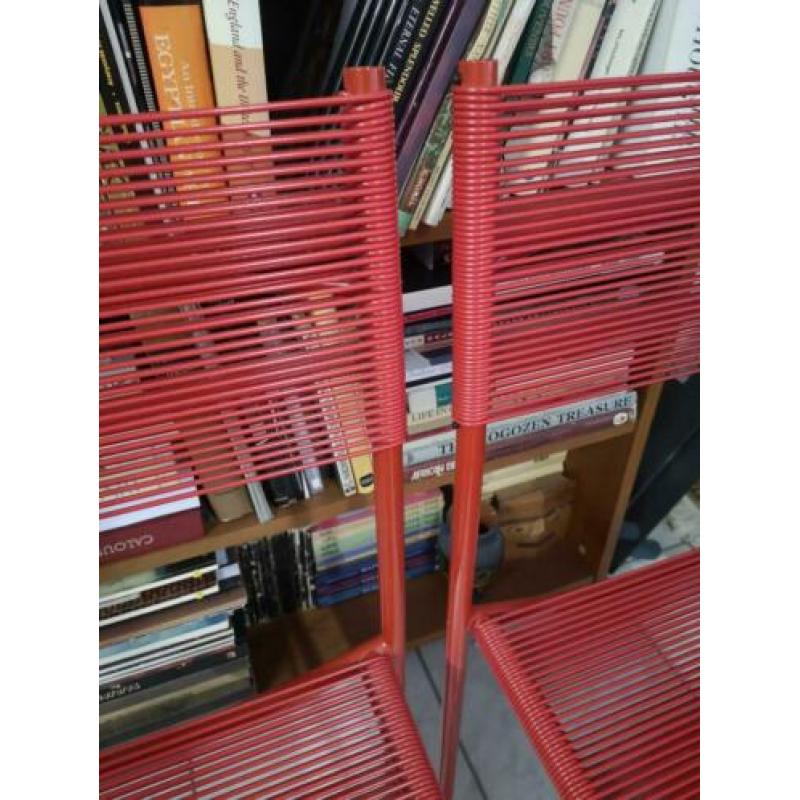 2 rode Spaghetti Chair - Giandomenico Belotti voor Alias