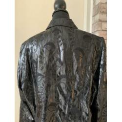 Zwart metallic feestelijk gekleed jasje bloemenprint XL