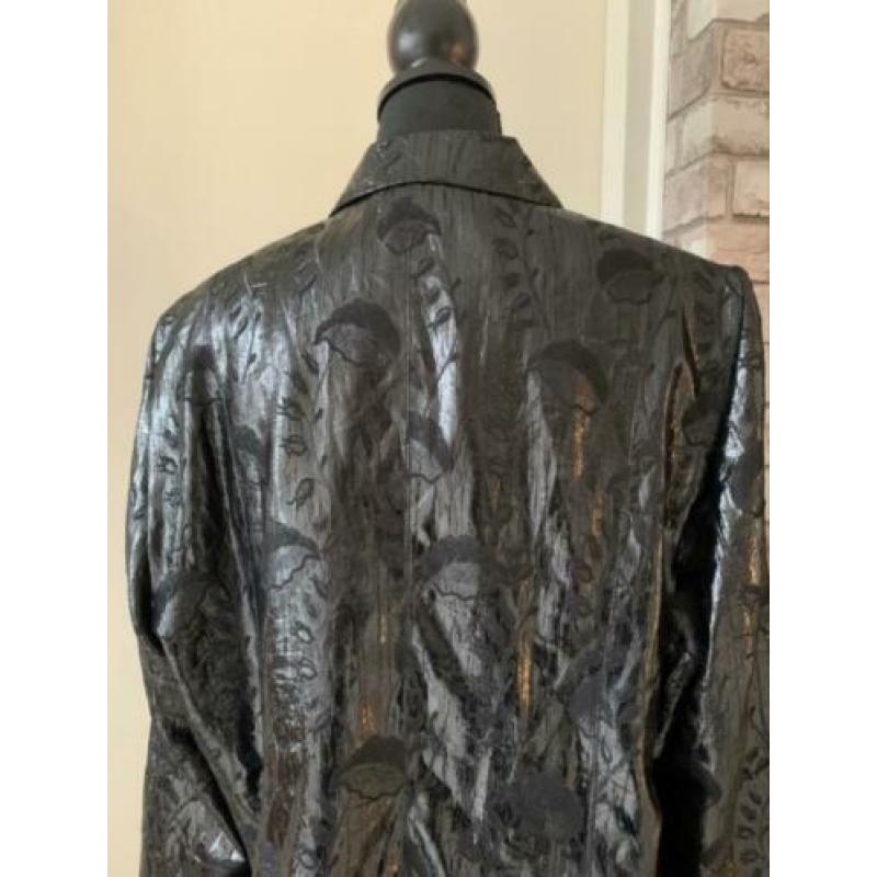 Zwart metallic feestelijk gekleed jasje bloemenprint XL
