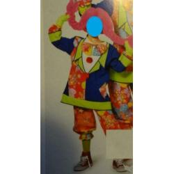 Leuk blauw/roze/geel gebloemd HIPPIE/FLOWER POWER/CLOWNS pak