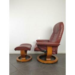 Stressless leren design relax fauteuil met hocker relaxstoel