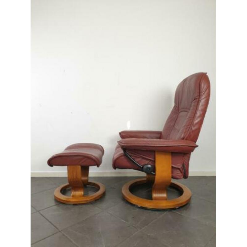 Stressless leren design relax fauteuil met hocker relaxstoel