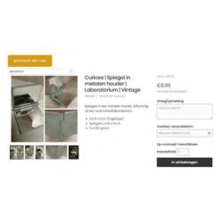 Curiosa | Spiegel in metalen houder | Laboratorium | Vintage