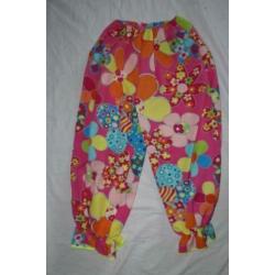Leuk blauw/roze/geel gebloemd HIPPIE/FLOWER POWER/CLOWNS pak