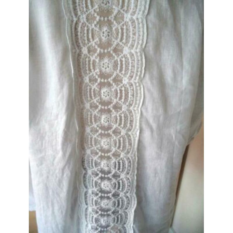 PERLA NERA witte blouse rugpand met kantstr.L
