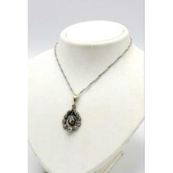 14 Karaat goud met zilveren hanger met roosdiamant ca.1880.