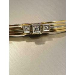 Mooie 14 karaat gouden Art Deco Broche met Diamanten
