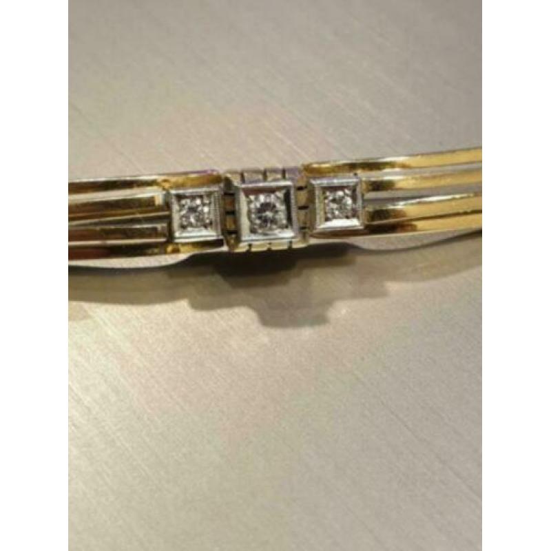 Mooie 14 karaat gouden Art Deco Broche met Diamanten