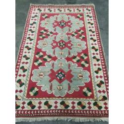 Handgeknoopt anatolisch tapijt Kars roze Perzisch 135x300cm