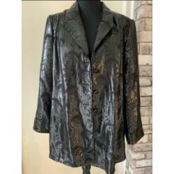 Zwart metallic feestelijk gekleed jasje bloemenprint XL