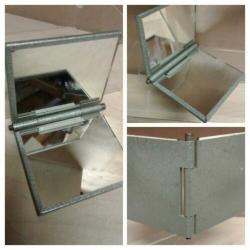 Curiosa | Spiegel in metalen houder | Laboratorium | Vintage