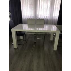 Eettafel hoogglans wit 160x 90cm