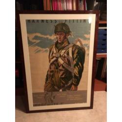 Britse Airborne Paratrooper Training Poster Harnass Fitting