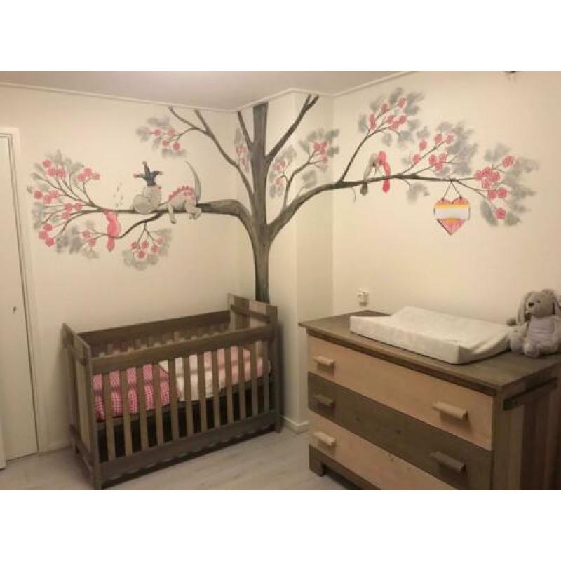 Unieke kinderkamer, muurschildering naar wens.