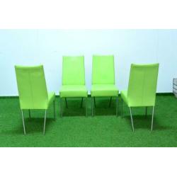 4 ZGA NIEUWE groene leren Bert Plantage eetkamerstoelen