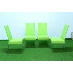 4 ZGA NIEUWE groene leren Bert Plantage eetkamerstoelen