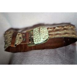 Vintage krokodillen lederen ceintuur/riem uit Zimbabwe