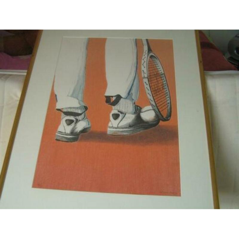 Goudkleurige houten lijst. Zeefdruk 162/175. Ronald Sales.