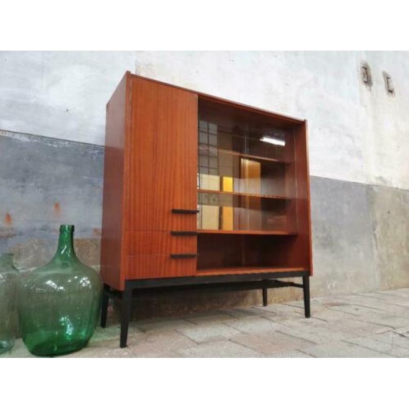 Vintage Highboard Frantisek Mezulanik Vitrine Kast | Retro D
