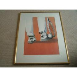Goudkleurige houten lijst. Zeefdruk 162/175. Ronald Sales.