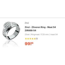 Zinzi zilveren ring mt 54 zgan