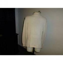 D4A Repeat grof gebreid casual vest beige van kleur mt 46/XL