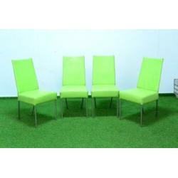 4 ZGA NIEUWE groene leren Bert Plantage eetkamerstoelen