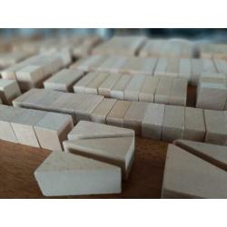 Blank houten blokken 141-delig in nieuwe katoenen zak