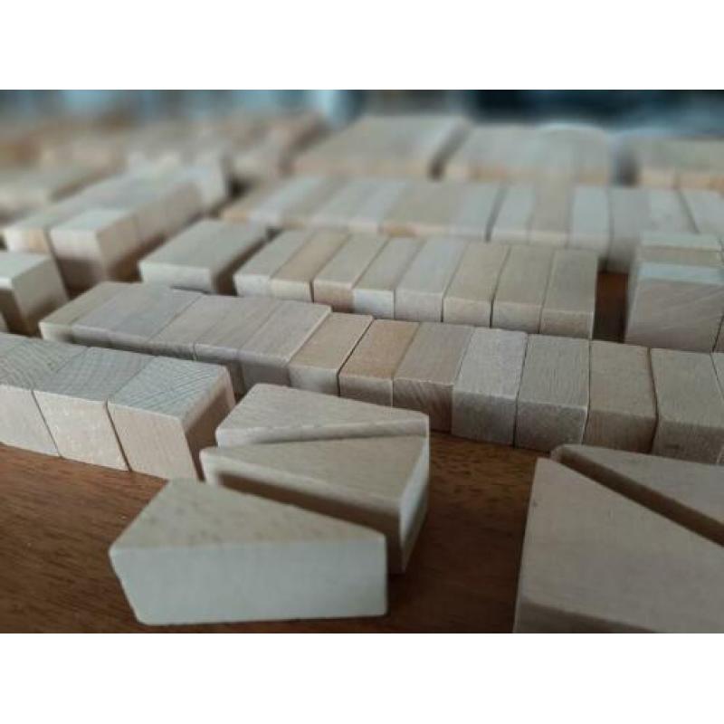 Blank houten blokken 141-delig in nieuwe katoenen zak
