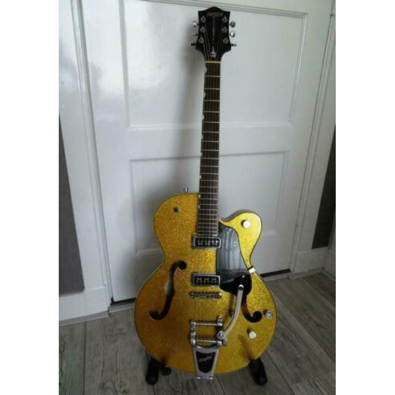 Gretsch Gold Sparkle G5128 , Bigsby , DeArmonds & case !